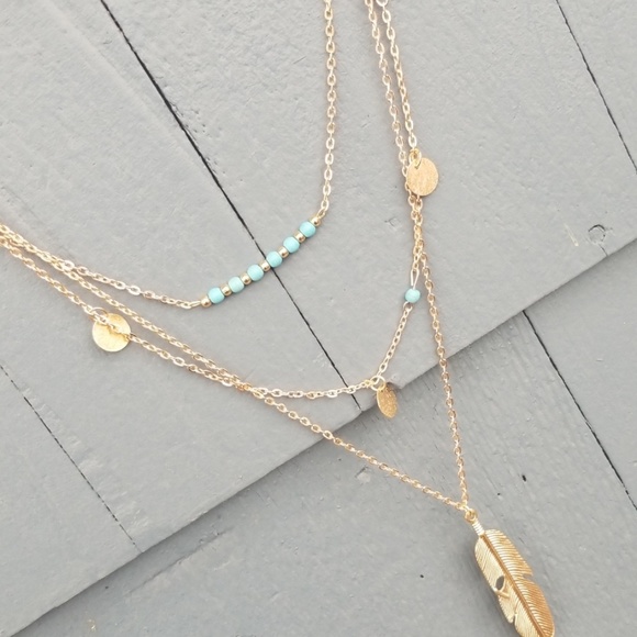 ⭐3 Layer Feather Necklace⭐ - Picture 4 of 4
